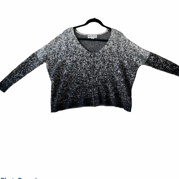 Wildfox Alpaca Wool Blend Black & White Ombre Pixel Party Relaxed Fit Sweater - Picture 13 of 15